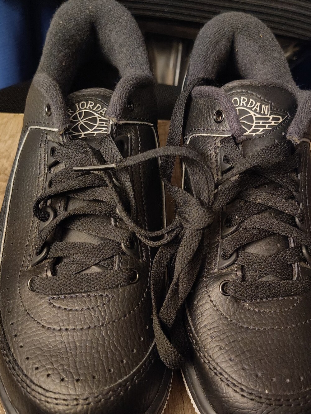 Jordan Black Leather Low-Top Sneakers with Logo Tongue